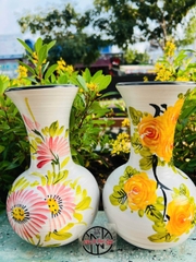 BÌNH CẮM HOA , BÌNH GỐM SỨ CỔ LỌ , ĐÍCH TRÒN MẪU VẼ TAY (10)