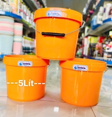 Thùng Bê, Xô Nhựa Vàng 5L Nguyên Ba , Dầy Nặng (2)