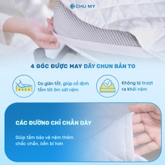 Thumbnail Tấm bảo vệ đệm cao cấp 3 lớp chần bông ô vuông - Ngăn nước bụi bẩn - Giữ sạch nệm 3