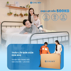 Thumbnail Giường sắt lắp ráp CHUMY WILLOW sơn tĩnh điện, khung thép ống, màu đen nhám/trắng bóng 6