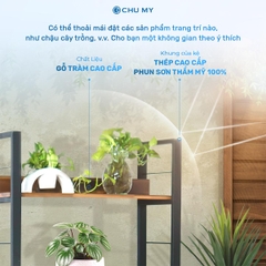 Thumbnail Kệ trang trí 5 tầng CHU MY khung thép sơn tĩnh điện, mặt ván gỗ tràm tự nhiên dày 17cm, trọng lượng 25.5KG 3