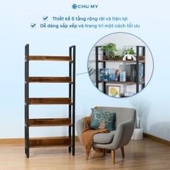 Thumbnail Kệ trang trí 5 tầng CHU MY khung thép sơn tĩnh điện, mặt ván gỗ tràm tự nhiên dày 17cm, trọng lượng 25.5KG 4