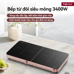 Bếp từ đôi Fujihome IC2602P hai vùng nấu 1600W + 1800W, núm vặn dễ dùng