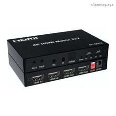 Bộ Chuyển HDMI 2 Nguồn 2 Tivi DTECH DT-7442W 4K Có Cổng Loa