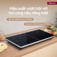 Fujihome IC2123 – bếp từ đôi 3500W nấu hai món cùng lúc, vuốt trượt từng vùng