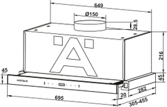 Máy hút mùi âm tủ Hafele HC-H7034TB 70cm, giấu gọn trong tủ bếp, chạy êm