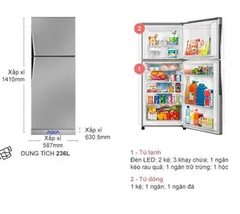 Tủ lạnh 236 lít Aqua AQR-I255AN công nghệ inverter
