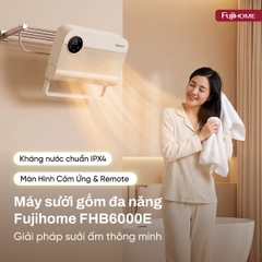 Máy sưởi gốm Fujihome FHB6000E 1500W có remote, hẹn giờ – ấm phòng ngủ, phòng tắm
