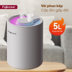 Máy tạo ẩm Fujihome HM05A 5L cắm USB – 2 vòi sương, đèn ngủ 7 màu cho phòng ngủ