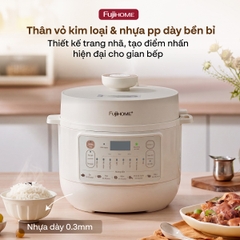Nồi áp suất điện Fujihome PS04 4L lòng inox 304, nấu nhừ nhanh cho nhà 3–5 người