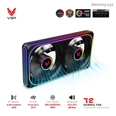 Quạt tản nhiệt VSP T2 Normal Fan Đôi ARGB Infinity Mirror Đen - Nâng cấp làm mát và trang trí LED cho case PC gaming
