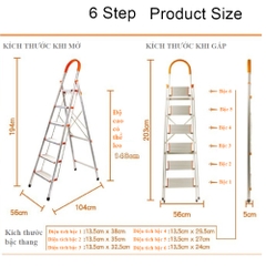 Thang 6 bậc xếp gọn chữ A (6 Step) THANG XP-6STEP | Hàng chính hãng