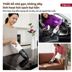 Máy hút bụi cầm tay Fujihome VC01 không dây, nhẹ 0,61 kg cho sofa và ô tô