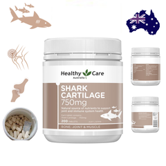 Sụn vi cá Healthy Care shark cartilage 750mg hỗ trợ xương khớp hộp 200 viên