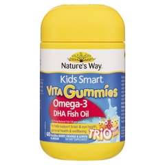 Kẹo dẻo Nature's Way Kids Smart Vita Gummies Omega-3 DHA Fish Oil hỗ trợ sức khoẻ não Và mắt cho bé 60 viên