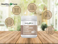 Sụn vi cá Healthy Care shark cartilage 750mg hỗ trợ xương khớp hộp 200 viên