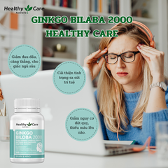 Bổ não ginkgo bibola 2000mg Healthy Care hỗ trợ tuần hoàn máu não hộp 100 viên