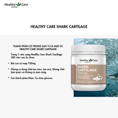 Sụn vi cá Healthy Care shark cartilage 750mg hỗ trợ xương khớp hộp 200 viên