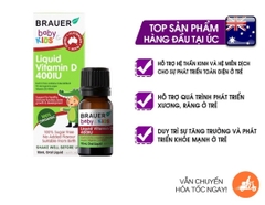 Siro bổ sung Vitamin D 400IU từ thực vật hữu cơ Brauer Baby Kids Liquid 10ml dành cho trẻ sơ sinh trở lên