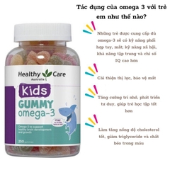 Omega 3 cho bé Healthy Care Kids Gummy Hỗ trợ phát triển trí tuệ toàn diện, tăng cường thị lực, Giúp bé học tập và ghi nhớ tốt hơn (dạng kẹo) 250 viên