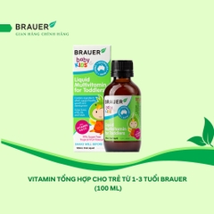 Siro vitamin tổng hợp và sắt cho trẻ từ 3 tuổi brauer liquid multivitamin with iron tăng đề kháng chai 200ml