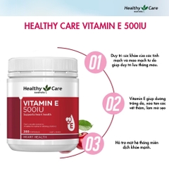 Vitamin E 500IU Healthy Care đẹp da, dưỡng tóc 200 viên