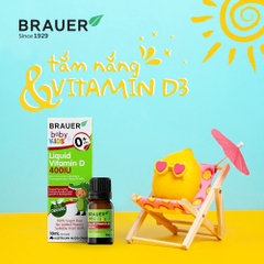 Siro bổ sung Vitamin D 400IU từ thực vật hữu cơ Brauer Baby Kids Liquid 10ml dành cho trẻ sơ sinh trở lên