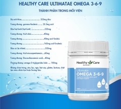 Omega 369 dầu cá hỗ trợ tim mạch, thị lực Healthy Care  Ultimate 200 viên