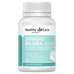 Bổ não ginkgo bibola 2000mg Healthy Care hỗ trợ tuần hoàn máu não hộp 100 viên