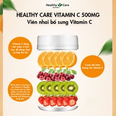 Viên nhai Vitamin C 500mg Chewable Healthy Care hỗ trợ làm đẹp da, tăng đề kháng 500 viên