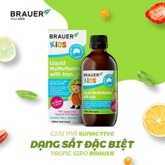 Siro vitamin tổng hợp và sắt cho trẻ từ 3 tuổi brauer liquid multivitamin with iron tăng đề kháng chai 200ml