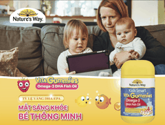 Kẹo dẻo Nature's Way Kids Smart Vita Gummies Omega-3 DHA Fish Oil hỗ trợ sức khoẻ não Và mắt cho bé 60 viên