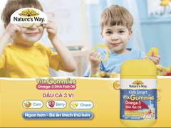 Kẹo dẻo Nature's Way Kids Smart Vita Gummies Omega-3 DHA Fish Oil hỗ trợ sức khoẻ não Và mắt cho bé 60 viên