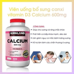 Viên uống chắc khỏe xương Calcium 600mg with Vitamin D3 Kirkland Signature 500 viên