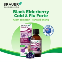 Siro giảm các triệu chứng cảm cúm, cảm lạnh Brauer Black Elederberry cold and flu forte (100ML)