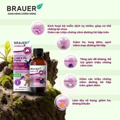 Siro giảm các triệu chứng cảm cúm, cảm lạnh Brauer Black Elederberry cold and flu forte (100ML)