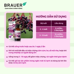 Siro giảm các triệu chứng cảm cúm, cảm lạnh Brauer Black Elederberry cold and flu forte (100ML)