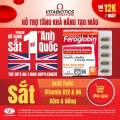 TPBVSK Vitabiotics Feroglobin B12 Haemoglobin Hộp 30 Viên Hỗ Trợ tăng khả năng tạo máu, bổ sung sắt