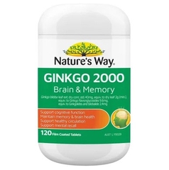 Bổ não ginkgo biloba nature's way 2000mg giúp tăng tuần hoàn máu não, giảm đau đầu 120 viên/hộp