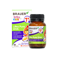 Dầu cá DHA brauer baby kids ultra pure DHA phát triển trí não cho bé từ 7 tháng tuổi hộp 60 viên nang mềm