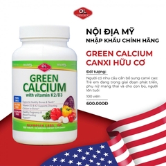 Bổ sung canxi hữu cơ cho cơ thể Olympian Labs Green Calcium with Vitamin K2/D3 hộp 100 viên