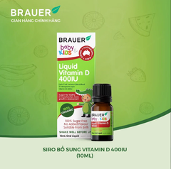 Siro bổ sung Vitamin D 400IU từ thực vật hữu cơ Brauer Baby Kids Liquid 10ml dành cho trẻ sơ sinh trở lên