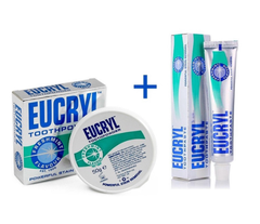 Combo 2 kem đánh rắng và 1 bột kem  EUCRYL làm trắng sáng chắc khỏe răng 62g Anh Quốc