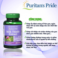 Viên uống giải độc gan milk thistle extract puritan’s pride 1000mg 180 viên
