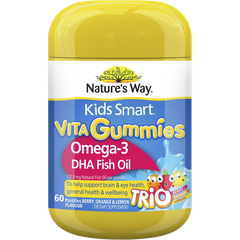 Kẹo dẻo Nature's Way Kids Smart Vita Gummies Omega-3 DHA Fish Oil hỗ trợ sức khoẻ não Và mắt cho bé 60 viên