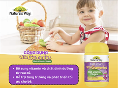 Kẹo dẻo bổ sung vitamin từ rau Nature's Way Vita Gummies Multivitamin+Vegies cho bé 60 viên bổ sung chất xơ cho bé phát triển toàn diện