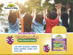 Kẹo dẻo bổ sung vitamin từ rau Nature's Way Vita Gummies Multivitamin+Vegies cho bé 60 viên bổ sung chất xơ cho bé phát triển toàn diện