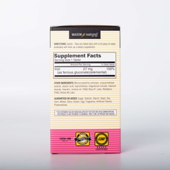 Mason Natural Ferrous Gluconate 100 viên – Sản phẩm bổ sung sắt hữu cơ