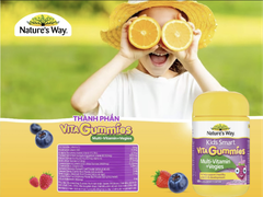Kẹo dẻo bổ sung vitamin từ rau Nature's Way Vita Gummies Multivitamin+Vegies cho bé 60 viên bổ sung chất xơ cho bé phát triển toàn diện