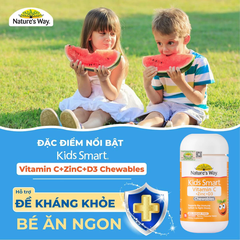 Viên nhai Nature’s Way kids smart vitamin C + Zinc + D3 75 viên- Bổ sung vitamin giúp tăng cường sức khỏe và sức đề kháng cho trẻ